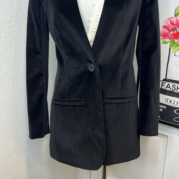Madewell Black Crushed Velvet Blazer Size 00 - Picture 6 of 9